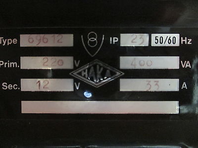 Haka Transformator 69612  Trafo pri.220 V  sek.12 V 33 A 400 VA  T9/998