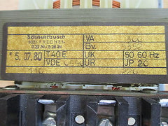 Schnurrbusch Transformator  BV 5352  Trafo  pri.220 V  sek.110 V  300 VA  T9/994