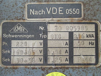 ISMET OKG 70005985 Trafo  pri.220V  sek.I 60-65V  sek.II 30-32V  160 VA  T9/897