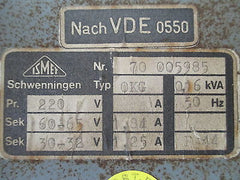ISMET OKG 70005985 Trafo  pri.220V  sek.I 60-65V  sek.II 30-32V  160 VA  T9/897