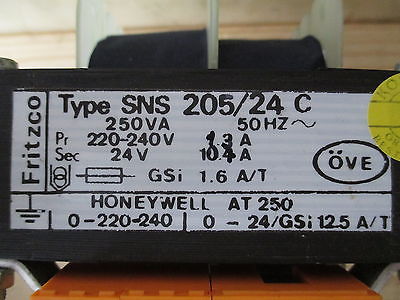Fritzco Transformator SNS 205/24C Trafo pri.220-240V  sek.24V  250 VA   T9/923