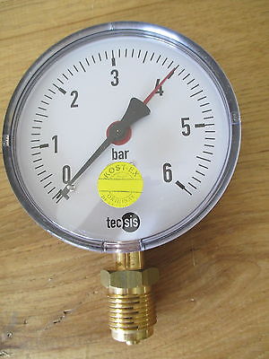 Tecsic  Manometer  0-6 bar für Wasser und Luft Druckmesser 100 mm S14/53