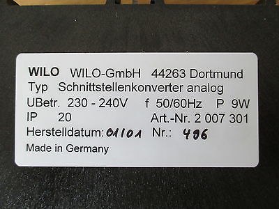 TOP - Wilo Schnittstellenkonverter analog 2007301 Pumpensteuerung S14/47
