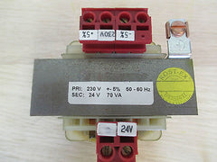 Trafo Steuertransformator pri 230 V +- 5% sek 24 V 70 VA  AC  KOST-EX T9/697