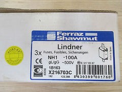 Lindner NH 1 Sicherungen 3 Stück  500 V 100 A Messersicherung Pumpenkost S16/122