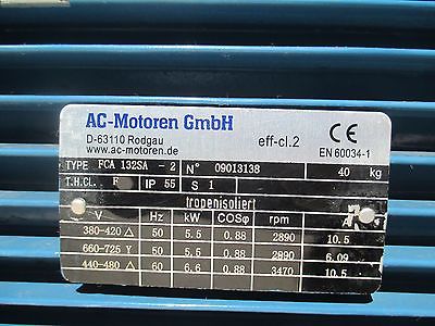 AC-Motoren FCA 132 SA - 2 Pumpenmotor 3x 400 V 5,5 kW Elektromotor P15/426