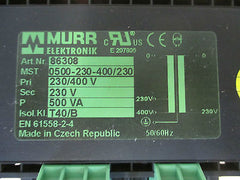 Transformator Murr MST Nr 86308 pri 230 V 400 V sek 230 V 500 VA  KOST-EX T16/14