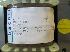 Trafo Bächli ET 115 pri 190 - 420 V AC sek 230 V AC 115 VA 0,5 A KOST-EX T16/18 