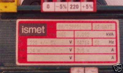 Transformator Trafo  220 - 24 V DC   92 VA  Ismet T10/52