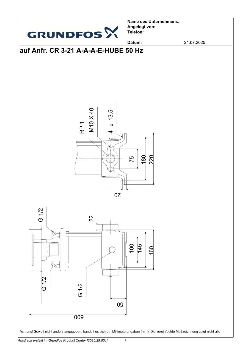 Grundfos CR 3 - 21 A-A-A-E-HUBE Druckerhöhungspumpe 3x400V Druck P16/309
