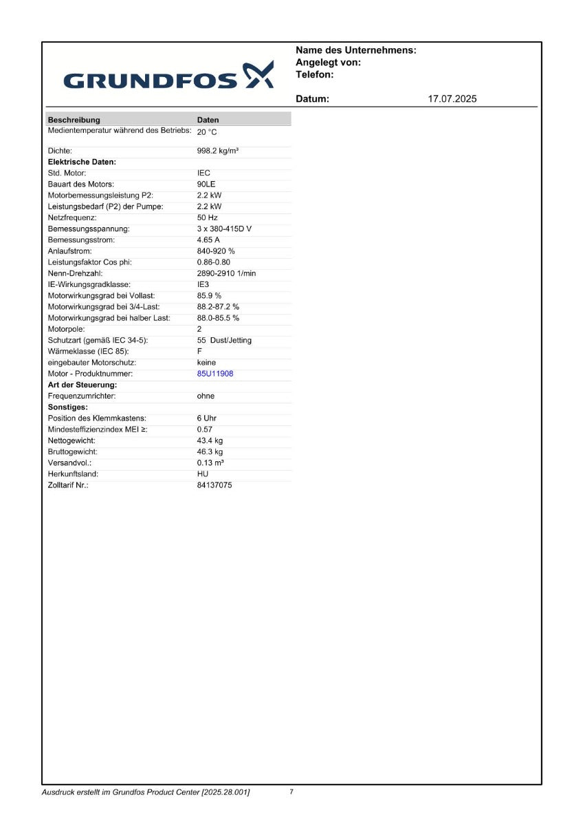 Grundfos CRN 5-16 A-FGJ-G-V-HQQV Druckerhöhungspumpe P16/432 