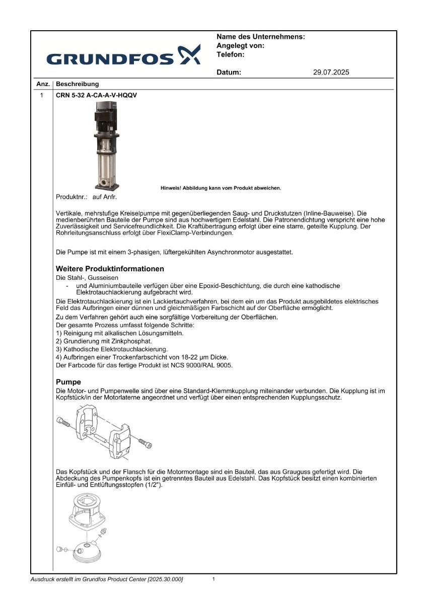 Grundfos CRN 5-32 A-CA-GI-V-HQQV Druckerhöhungspumpe 3x400V P14/587