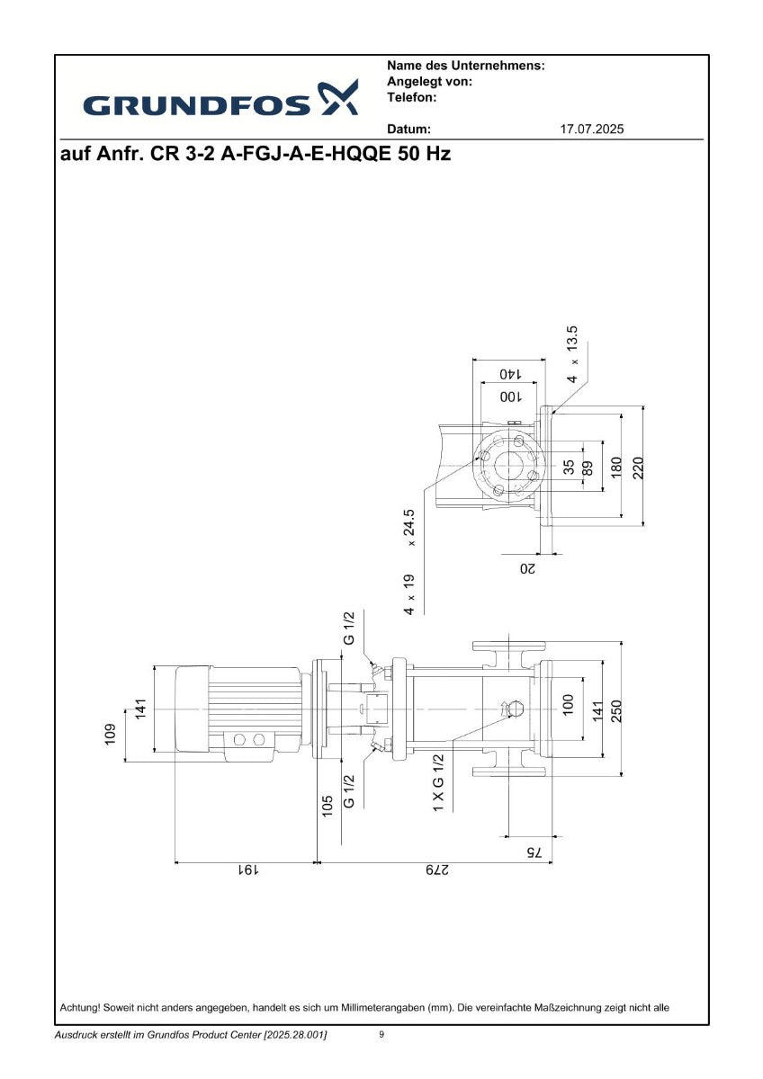 Grundfos CR3-2-A-FGJ-A-E-HQQE Druckerhöhungspumpe P15/77