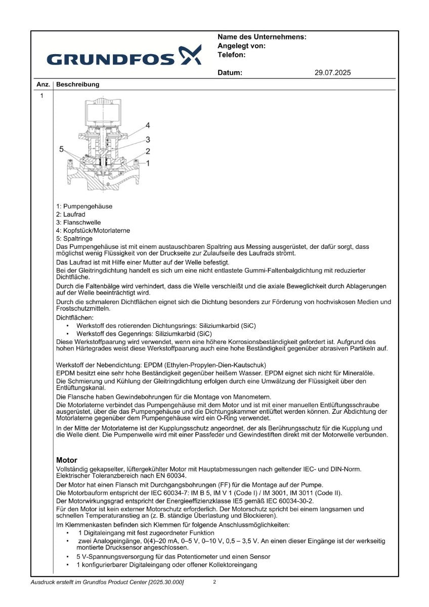 Grundfos TPE 50-190/2 A-F-A-GQQE Trockenläuferpumpe Energiesparpumpe P25/16