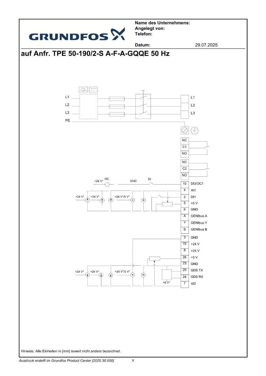 Grundfos TPE 50-190/2 A-F-A-GQQE Trockenläuferpumpe Energiesparpumpe P25/16