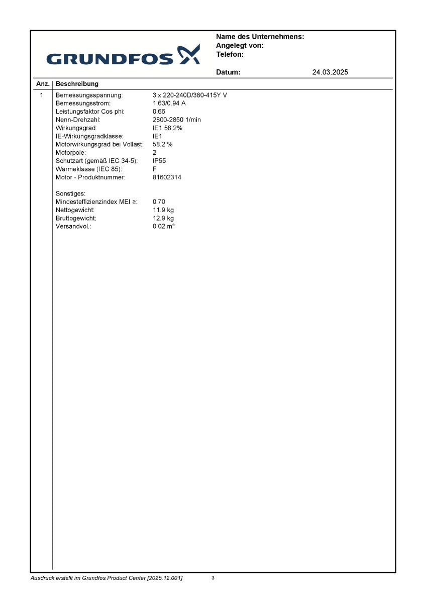 Grundfos TP 40-80/2-A-F-I-BUBE Inlinepumpe 400V Kreiselpumpe 50HZ PK25/107
