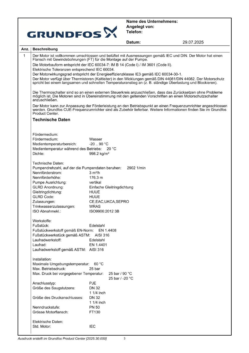 Grundfos CRNE3-36 A-P-G-E-HUUE Druckerhöhungspumpe  P15/112