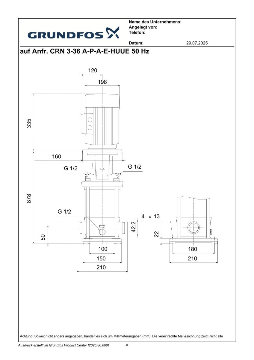 Grundfos CRNE3-36 A-P-G-E-HUUE Druckerhöhungspumpe  P15/112