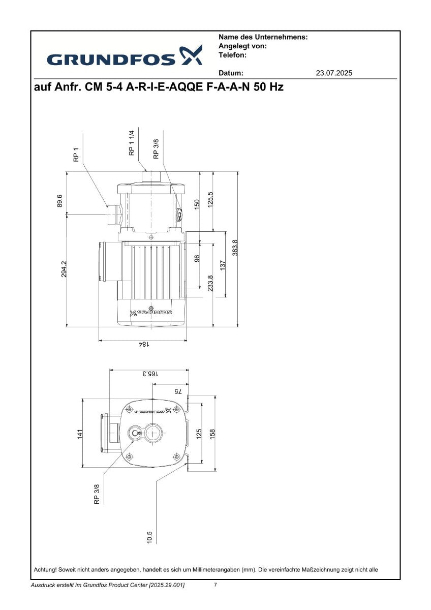Grundfos CM5-4 A-R-I-E-AQQE J-A-A-N Druckerhöhungspumpe P15/106