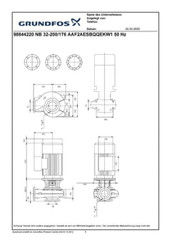 Grundfos NB 32-200/176 A-F2-A-BQQE normalsaugende, einstufige Kreiselpumpe 3 x 380-415V 4 kW PK25/105