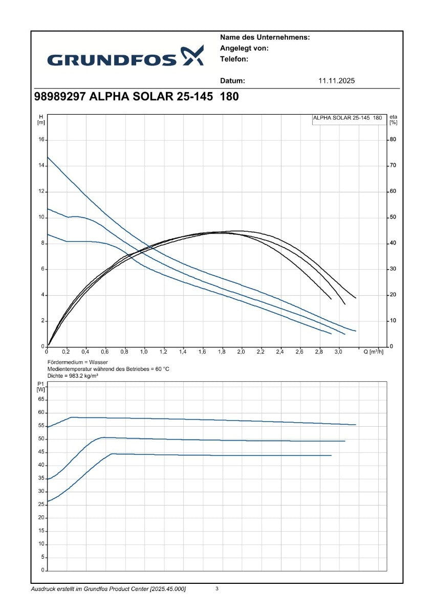 Grundfos ALPHA Solar 25-145 180 9H Solar- Umwälzpumpe PK25/333