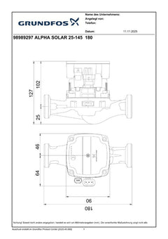 Grundfos ALPHA Solar 25-145 180 9H Solar- Umwälzpumpe PK25/333