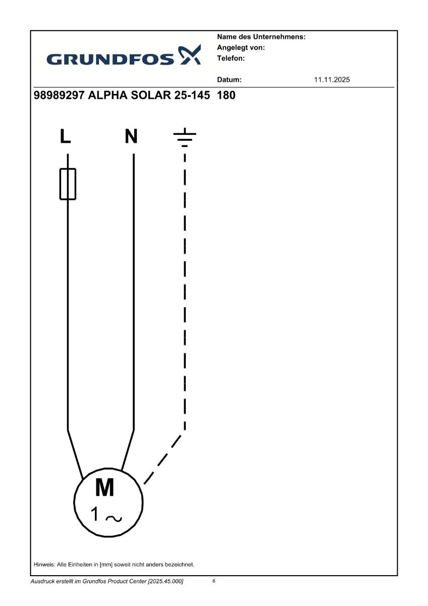 Grundfos ALPHA Solar 25-145 180 9H Solar- Umwälzpumpe PK25/333