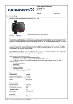 Grundfos ALPHA Solar 15-75 130 1x230V 9H Solar- Umwälzpumpe PK25/330