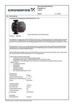 Grundfos ALPHA Solar 25-75 130 1x230V 9H Solar- Umwälzpumpe PK25/331