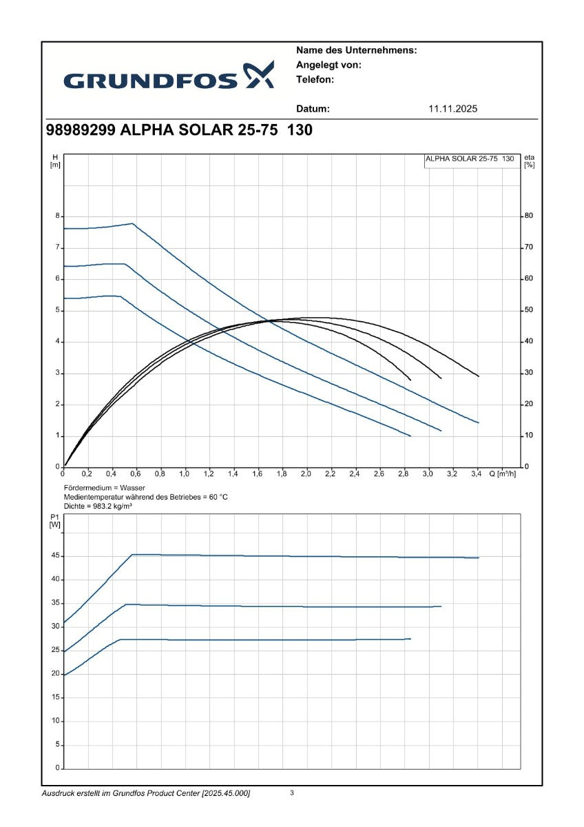 Grundfos ALPHA Solar 25-75 130 1x230V 9H Solar- Umwälzpumpe PK25/331