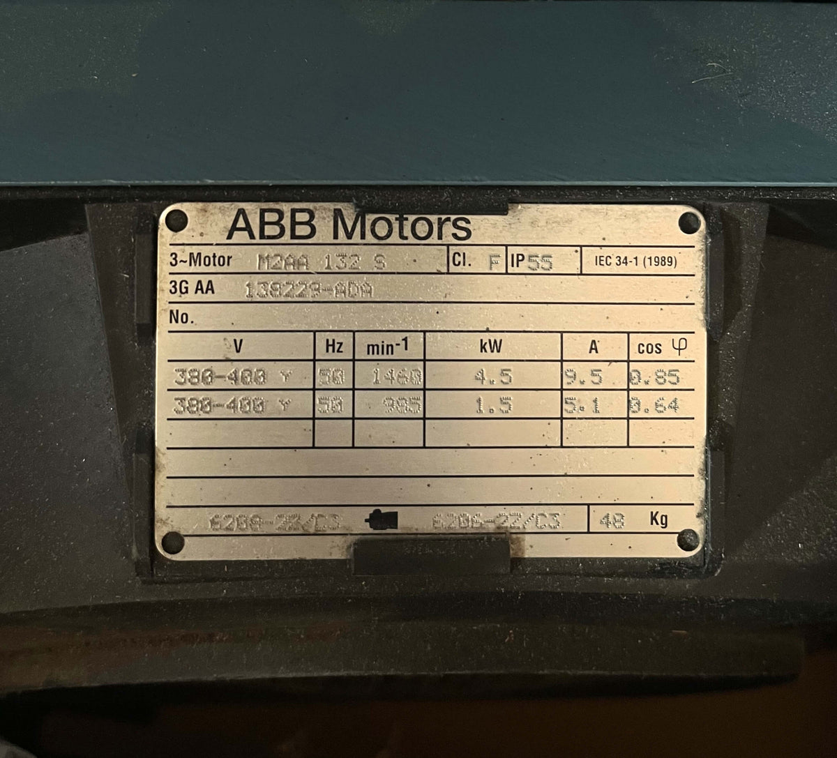 ABB Motor M2AA 132 S – 3GAA 138 229-ABA – 1.5/4.5 kW – 3×400 V P16/431
