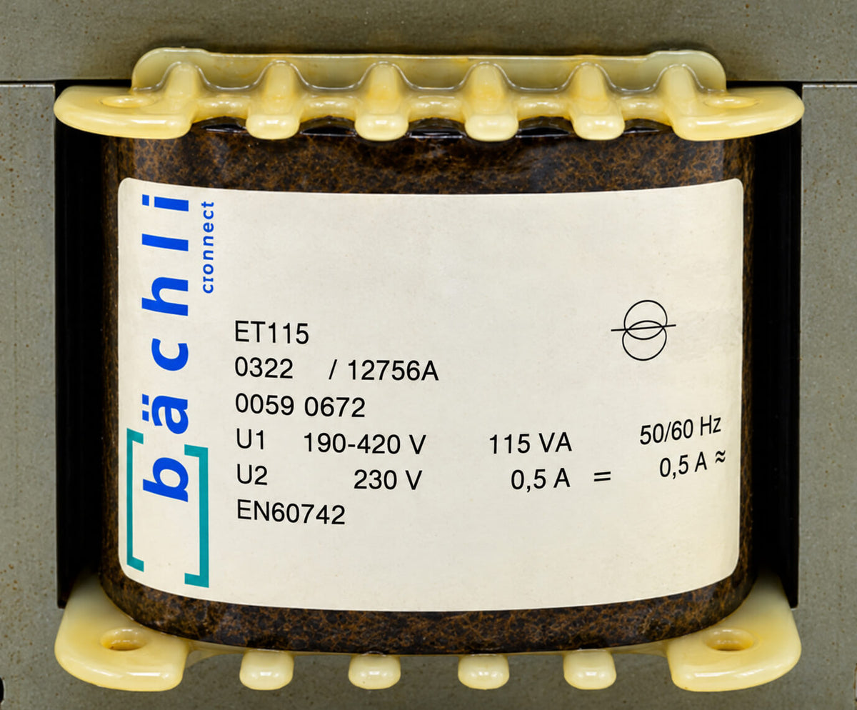 Bächli ET 115 Transformator – primär 190–420 V – sekundär 230 V – 115 VA