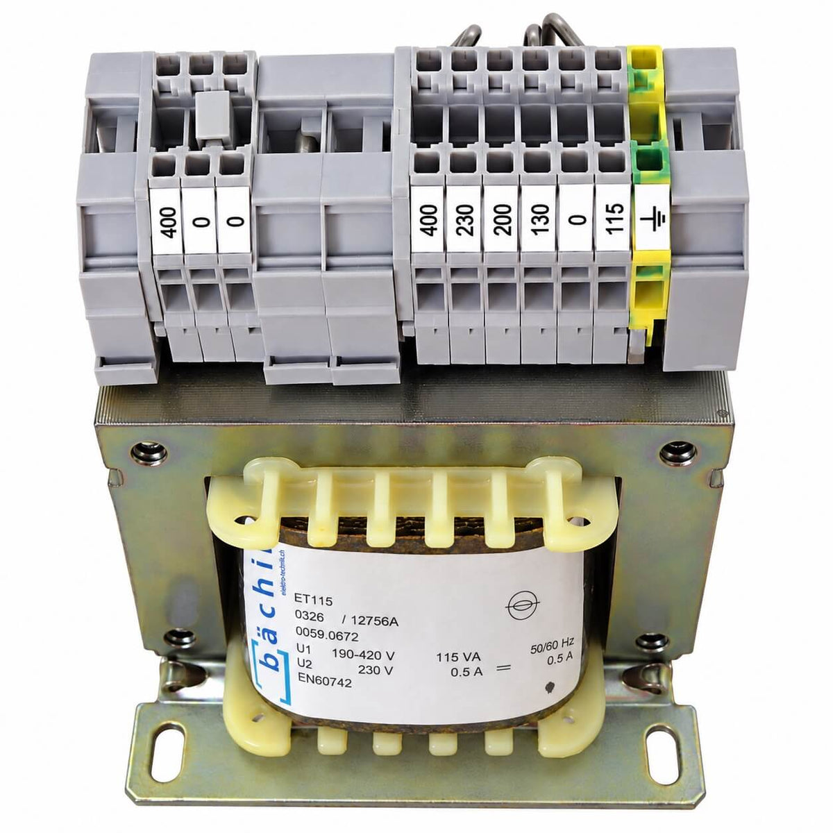Bächli ET 115 Einphasentransformator – 115 VA – 200/230/400 V auf 230 V  T9/480