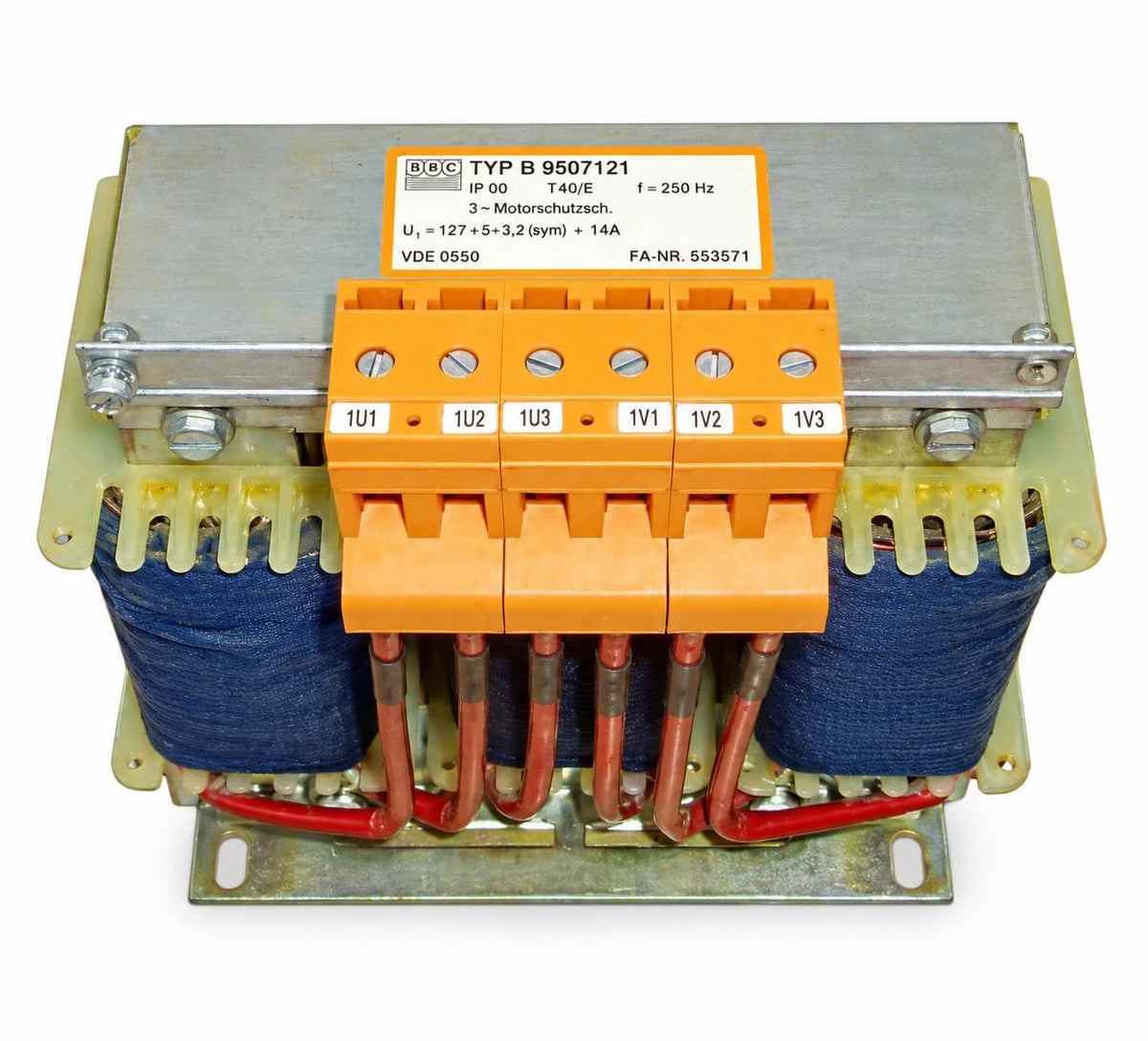 Block motor choke B 9507121 – 3 × 14 A – 3 × 2.9 mH – 0–280 Hz   T9/435