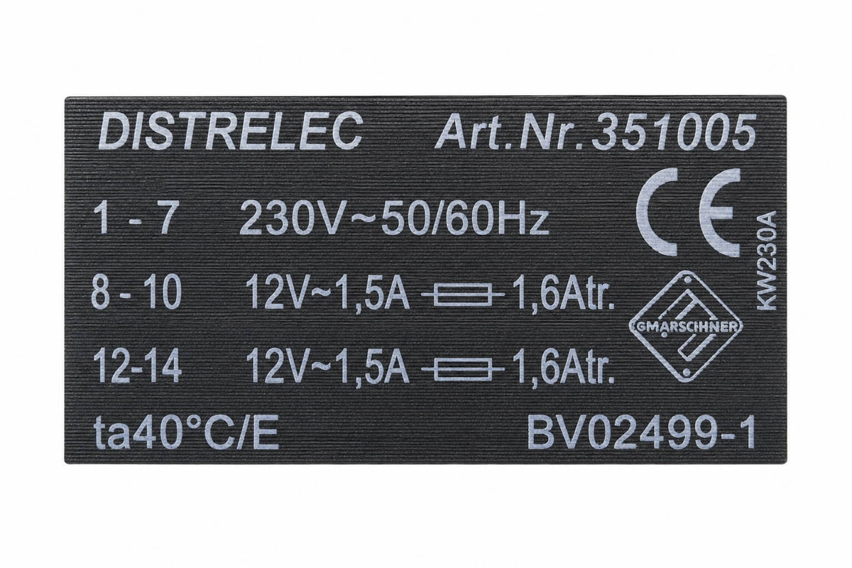 Distrelec Doppelkammertransformator 351005 – 230 V auf 2×12 V – 36 VA