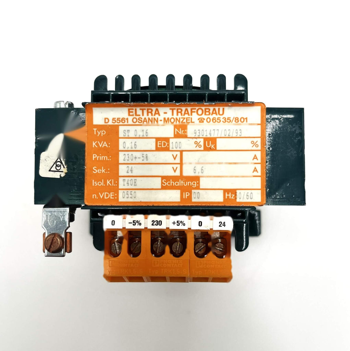 ELTRA ST 0.16 control transformer – 230 V to 24 V – 160 VA