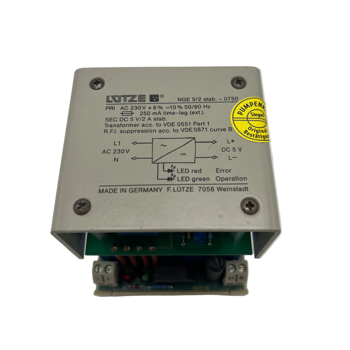 Lütze NGE 5/2 LED Transformer, stabilized, 230V to 5V DC, 2A, T11/41