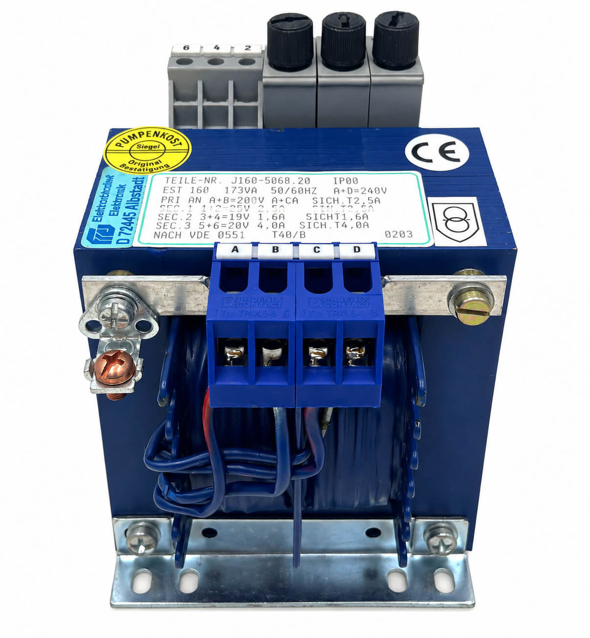 FREI Elektrotechnik EST160 Transformer 200-240V to 19/20/25V 173VA Transformer T9/290