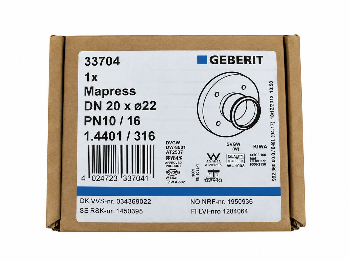 Geberit Mapress Pressflansch 33704 DN 20 PN 10/16 Edelstahl S16/280