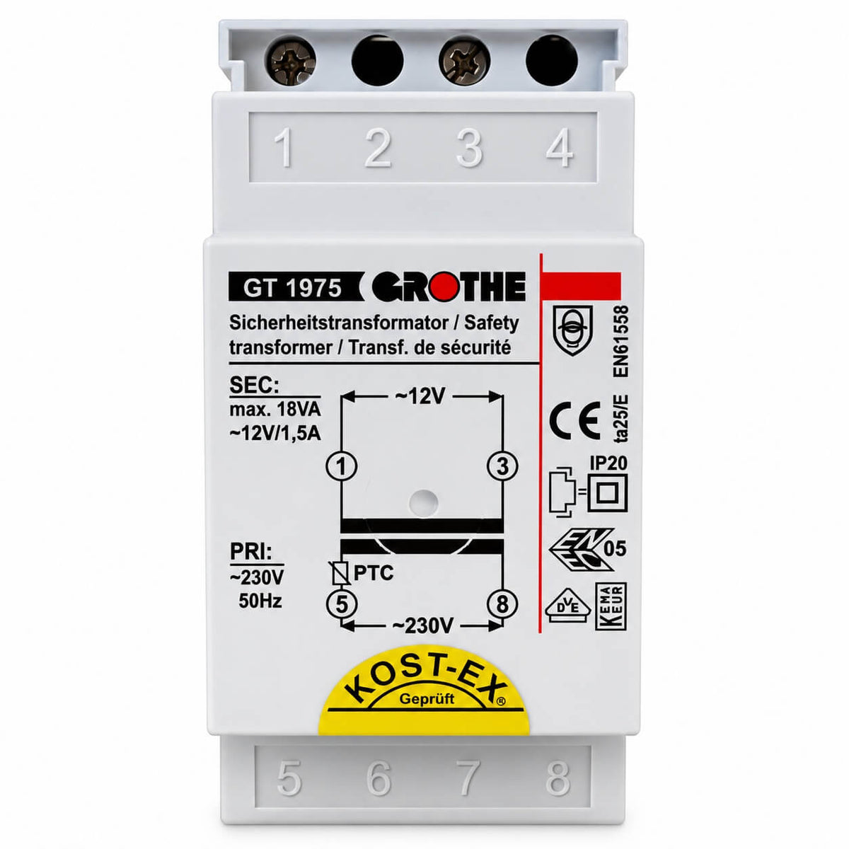 Grothe Bell Transformer GT 1975 – 220–240 V to 12 V – 1.5 A