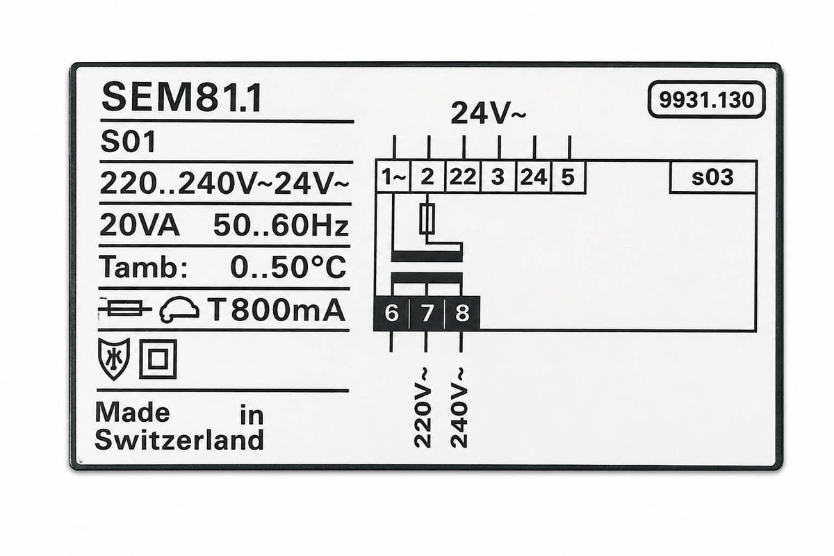 Transformer SEM 81.1 – 220/240 V ↔ 24 V – 20 VA
