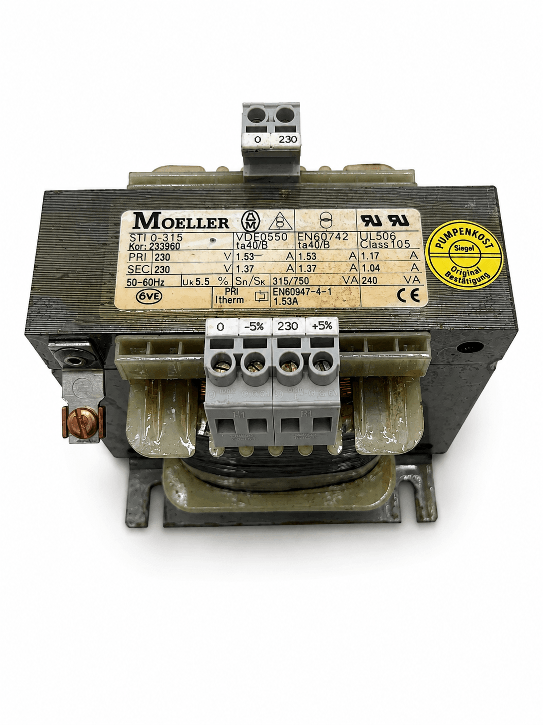Moeller Transformer ST/0.315 – 315/750 VA – 230/230 V T11/38