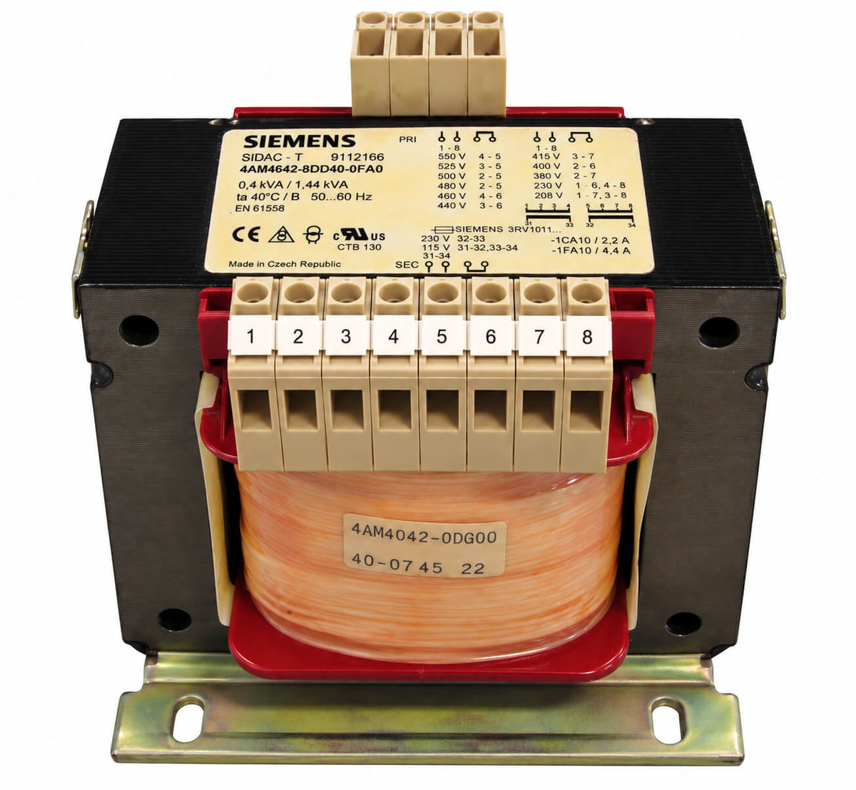 Siemens transformer – 208–550 V to 115/230 V – 400 VA