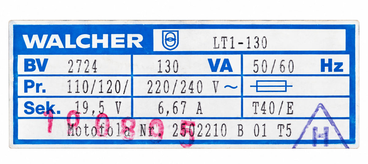 Walcher LTI 130 Safety Isolation Transformer – 110–240 V to 19.5 V – 130 VA