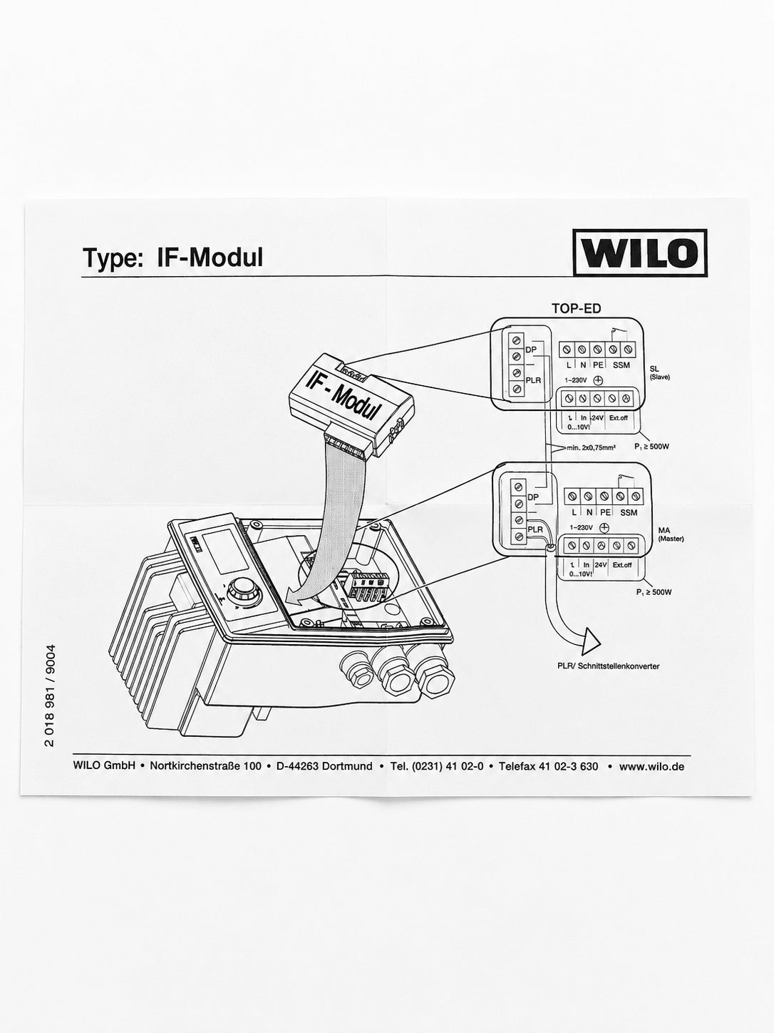 Wilo IF-Module PLR Communication Module for Pumps – Part No. 2016910 S16/317