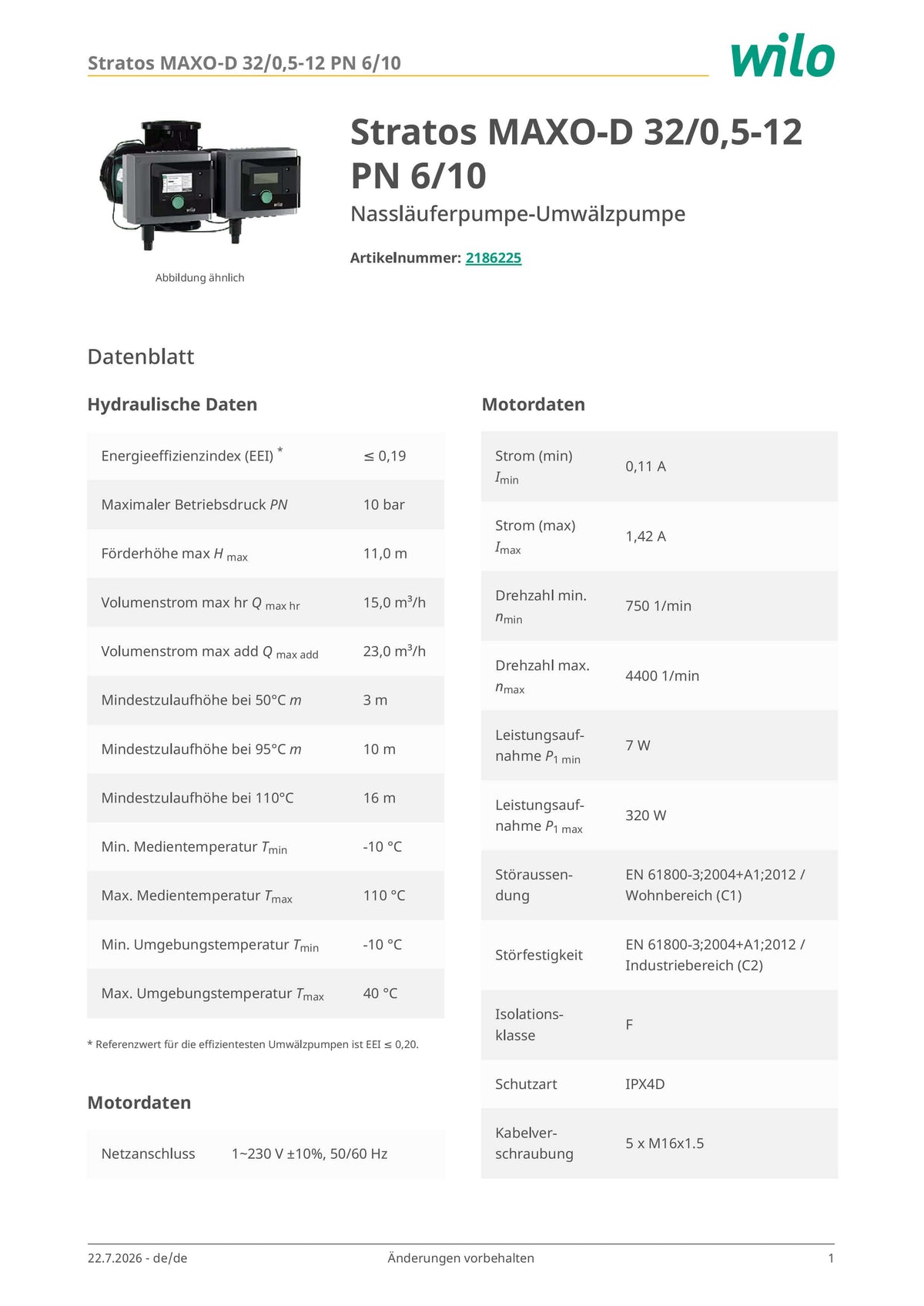 Wilo Stratos MAXO-D 32/0,5-12 Heizungspumpe 230V PN 6/10 – Umwälzpumpe P26/29