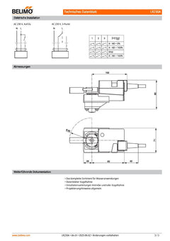 Belimo R325BL 3-Wege-Kugelhahn mit Innengewinde & LR230A Drehantrieb, 5 Nm, AC 100–240 V, Auf-Zu K18/443
