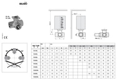 Belimo R340BL 3-Wege-Kugelhahn mit Innengewinde & SR230A Drehantrieb, 20 Nm, AC 100–240 V  K18/442