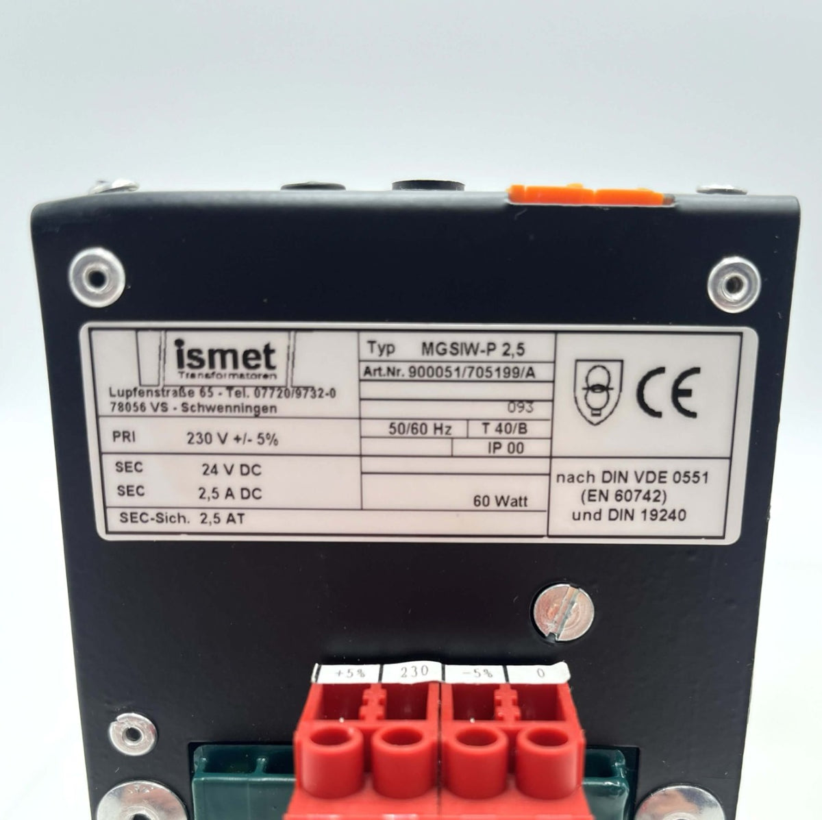 Ismet MGSIW-P 2,5 Transformator 230V → 24V DC 2,5A 60W Trafo T9/84