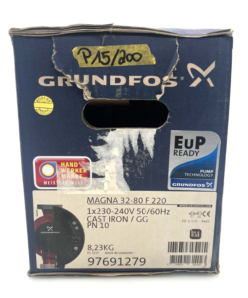 Grundfos Magna 32-80 F 220mm Heizungspumpe 230V Energiesparpumpe Umwälzpumpe P15/200